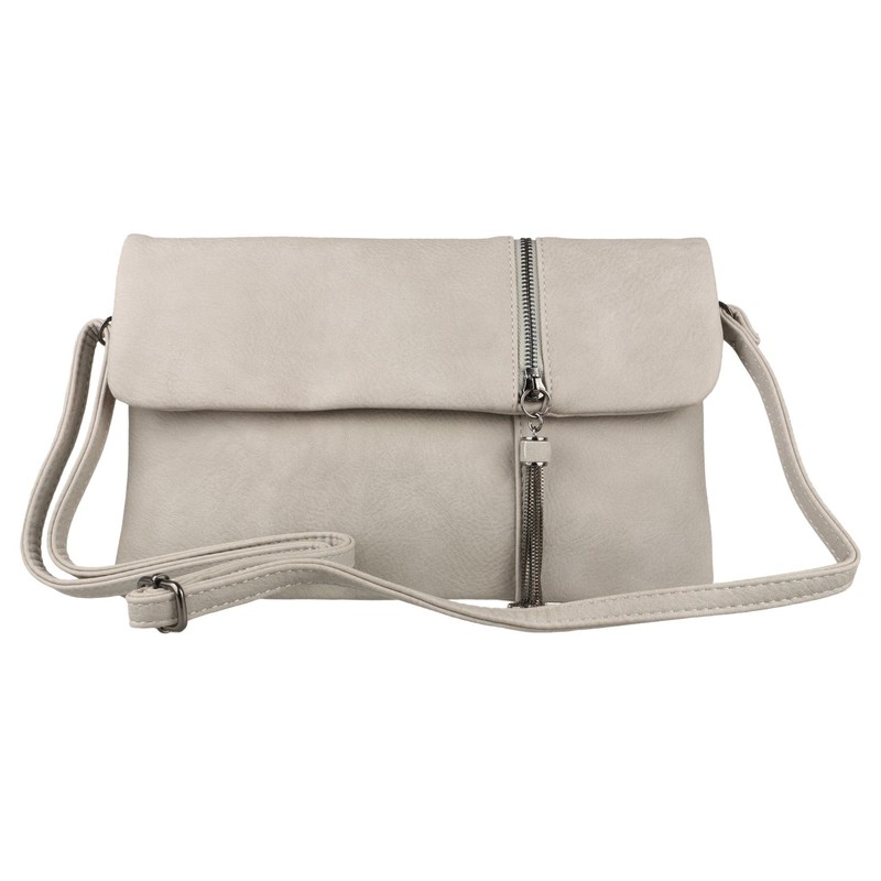 Girly HandBags Zipper Flap Clutch Bag -- Grey