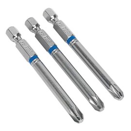 Sealey Ak210515 Power Tool Bits Pozi #3 Colour Coded S2 75Mm 3Pc