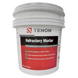 Tenon Refractory Mortar - High Temperature Mix for Fireplaces, Fire Pits, Chimneys, Parging, Brick, Clay, and More, White in Color, High Heat Resistance, Up to 2550°F (1, 25 Pounds)