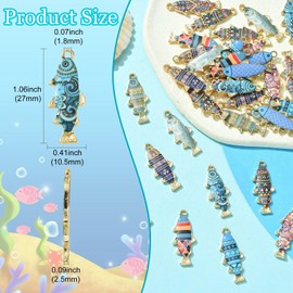 DanLingJewelry 40Pcs 10 Styles Colorful Enamel Fish Charms Summer Ocean Pendants Aquatic Animal Charms for DIY Bracelet Necklace Making