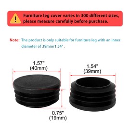 Sourcingmap 40mm 1.57" OD Plastic Tube Inserts Pipe End Covers Caps 2pcs, 1.46"-1.54" Inner Dia, for Furniture Bench Table Feet
