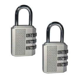 Padlock Dial 3 Digit Dial Lock Small Auxiliary Lock Anti-Theft Waterproof Rust Proof Luggage Backpack School Locker Warehouse (2pcs) (Silver)