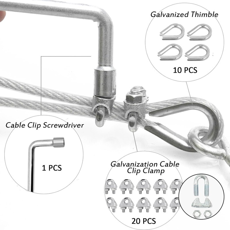 hannger 1/8" Wire Rope Kit, 100 Ft PVC Coated Steel