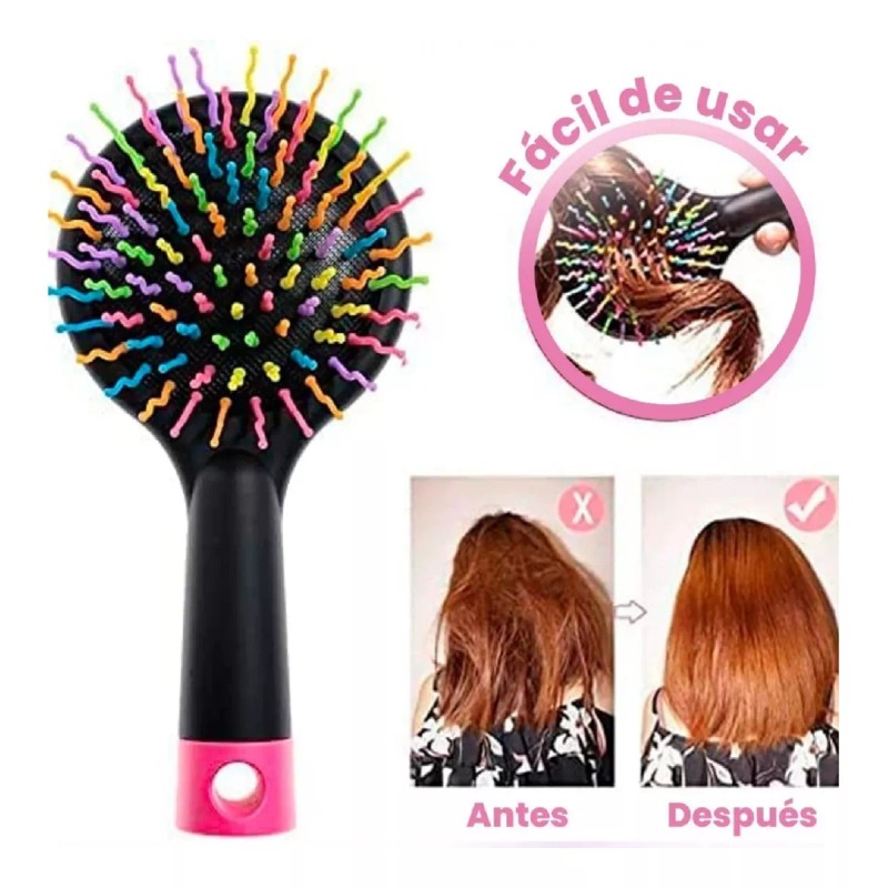 KFMX Cepillo Arcoíris Cerdas Onduladas Cabello Peine De Rizos