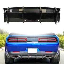 KETAI Rear Diffuser Compatible with 2015-2024 Dodge Challenger GT SXT SXT Plus Rock Style Rear Bumper Lower Lip Diffuser 4 Shark Fin Splitter Spoiler (Gloss Black)