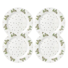 Gracie China Gold Green Pine Tree Dinner Plate 10.5-Inch (Set of 4)