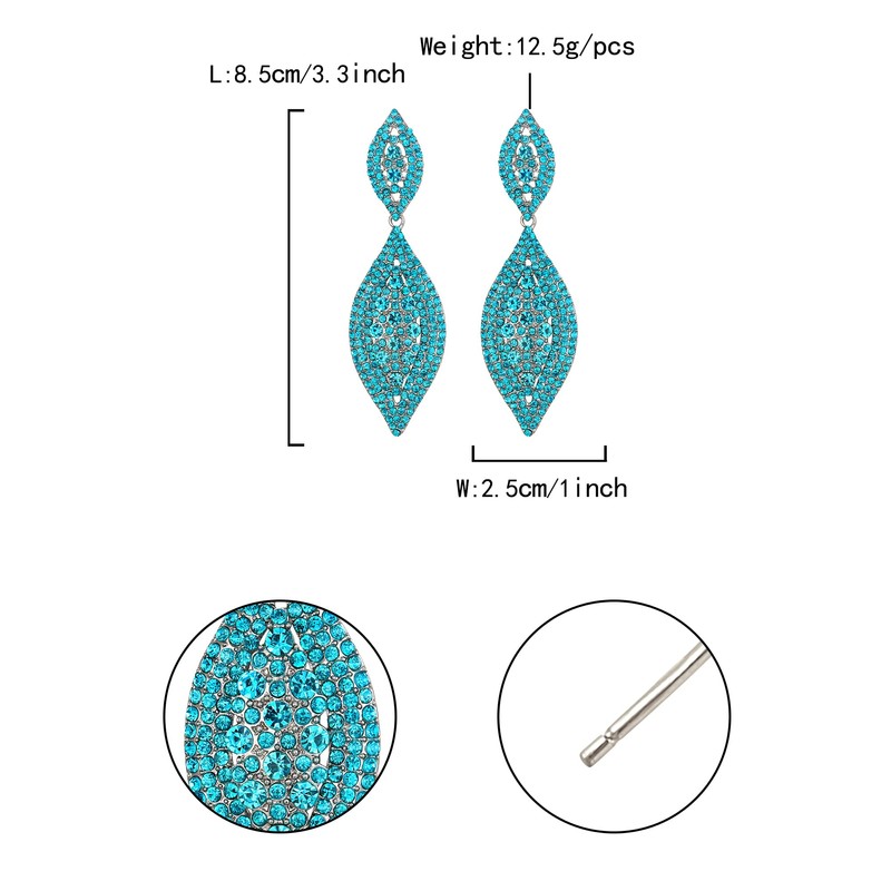 EVER FAITH Light Blue Earrings Sparkly Crystal Teardrop Statement Dangle