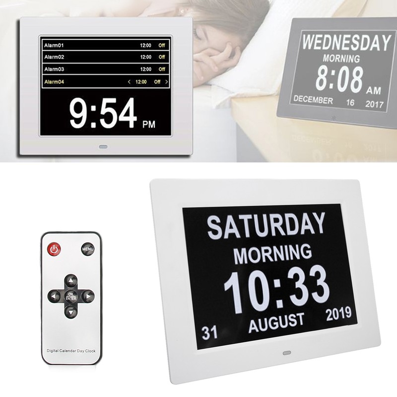 10 Inch Digital Calendar Clock 8 Languages Auto Dimming Electronic
