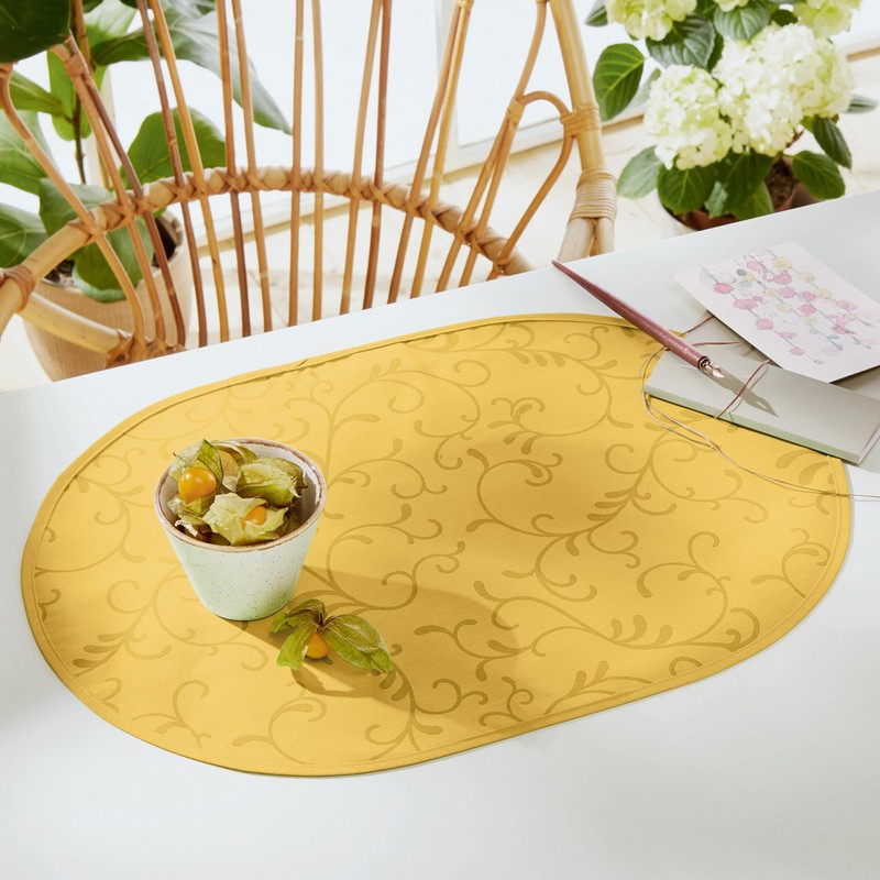 Erwin Müller Placemats Food Set of 2 Washable Curry Oval