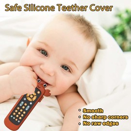 TuiVeSafu Baby TV Remote Control Toy with Cute Crab Soft Silicone Cover Teething Toy, Realistic Baby Musical Remote Control Toy with Light ＆ Sound, Educational Toys with 3 Language for 6m+Toddlers