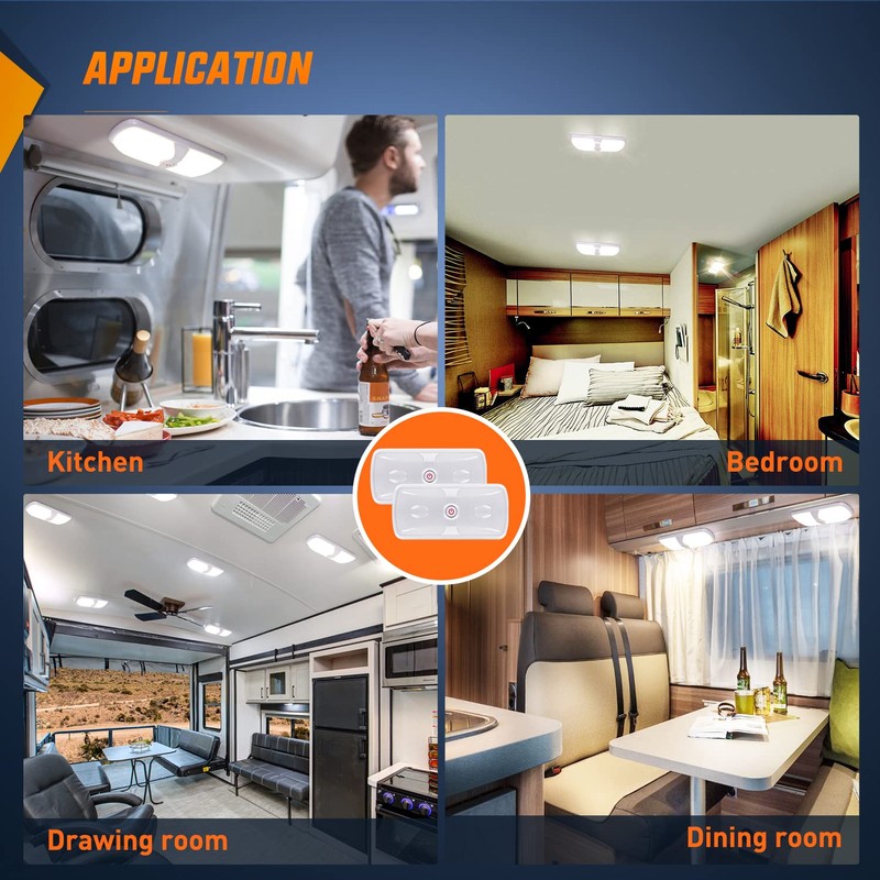 Nilight 2pcs RV Interior Lights 12V-24V LED Ceiling Light Fixture