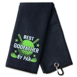 DYJYBMY Best Godfather by Par Funny Golf Towel for Golf Bags with Clip, Best Godfather Golf Towel Gifts for Golf Lovers Golfer Golf Club, Father's Day Golf Godfather Gifts for Men Dad Grandpa Uncle