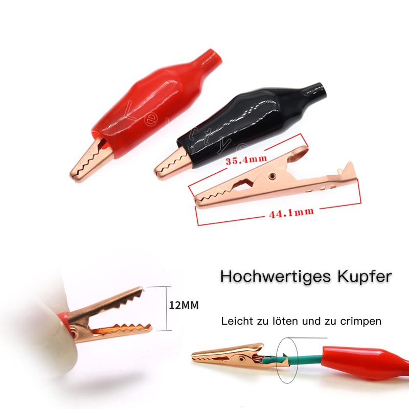 Copper Alligator Electric Clips 45 mm Red 8 Black 8