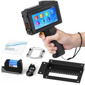 12.7mm Intelligent Handheld Inkjet Printer Lasts 16H Weighs Only 390g for Batch Code Date Lot Number Print on Plastic Carton Wood Metal Glass Aluminum with 42ml Fast Dry Ink