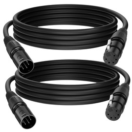 5 Pin DMX XLR Cable 4FT (2-Pack), DMX512 Male to Female Stage Light Cable, Premium Signal Transmission for Stage Lighting & Controller, Flexible Durable PVC Jacket, Self-Locking Connectors