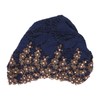 Turban Head Wraps Vintage Embroidered Soft Lace Material Beaded Fleece