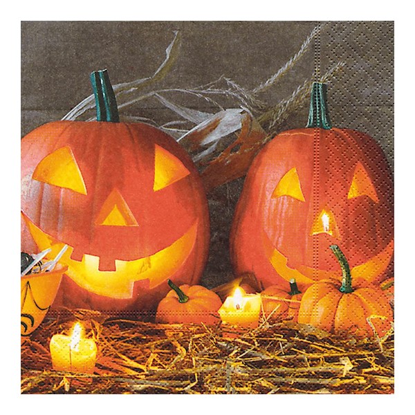 Paper Design Serviette Halloween Herbst Kürbis 33x33 cm, farblich sortiert