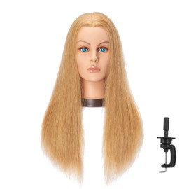 Hairlink 24-26'' Mannequin Head With Human Hair Styling Training Head Dolls for Cosmetology Manikin Maniquins Practice Head with Stand