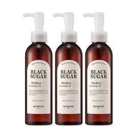 Skinfood Black Sugar 4in1 Mild Perfect Cleansing Oil 200ml 3pcs / 스킨푸드 블랙슈가 4in1 순한 퍼펙트 클렌징 오일 200ml 3개