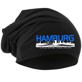 UGLYSHIRT Hamburg Skyline Hat | Knitted Hat Hamburg Sports Hat Logo Hat City Stretchy Beanie, black