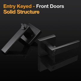 Probrico 1 Pack Door Handle with Lock and Keys, Exterior/Interior Privacy Door Levers, Heavy Duty Indoor Matte Black Door Handle, Reversible for Left Right Sided Door