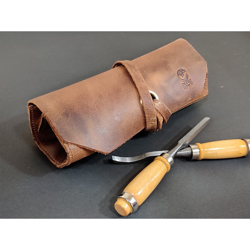 Leather Tool Roll Up Pouch - Leather Tool Wrench Roll/Chisel