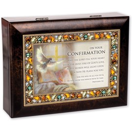 Cottage Garden Your Confirmation Amber Earth Tone Jeweled Music Box Plays How Great Thou Art