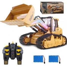 FANXMF RC Skid Steer Loader Construction Truck 1/14 Remote Control Bulldozer Crawler with Lights 9 Channel RC Front Loader 360° Rotation 2.4G Full Function Engineering Vehicle Excavator Toys