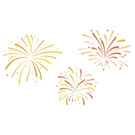 Multicolored 19" x 30" Doodle Fire Crackers Starburst Images Bedroom Wall Sticker Decoration Party Event Sparklers Design Removable Home Living Room Vinyl Wall Decal