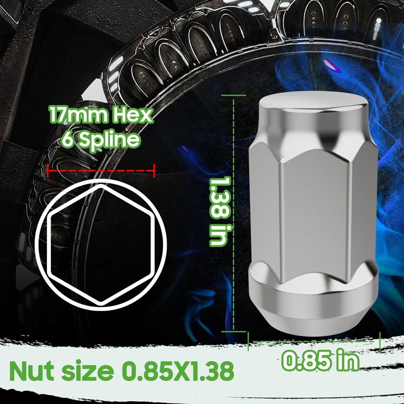 10L0L Golf Cart Wheel Lug Nuts Chrome Standard (16 Pack)