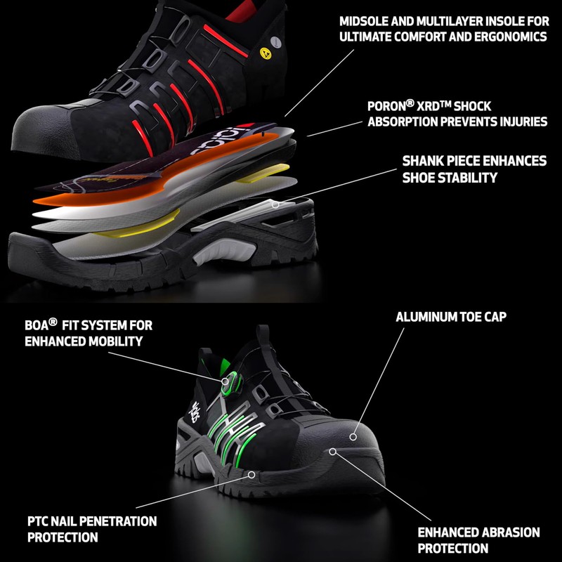 Jalas 9965 Exalter Safety Shoe, EU Size 39 Black,red