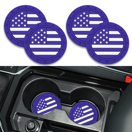 Zufoty Car Cup Holder Coaster, Non-Slip Car Cup Holders, 2.75 Inch US Flag Cup Holder, Vehicle Cup Holder Insert Coaster, Non Slip Silicone Car Cup Coaster, Universal Car Interior Accessories (Blue)