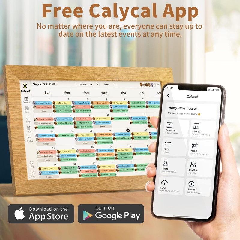 Calycal 10.1" Wall Planner Digital Calendar - Schedule Management, Chore