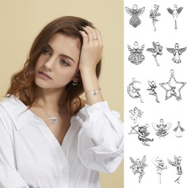 Plstod Guardian Angel Pendants, 64 Pieces Charms Pendant Set, Pendant for Bracelets, Key Chains, Thank You Pendant for DIY Earrings, Necklace, Jewellery, Craft Accessories, Zinc