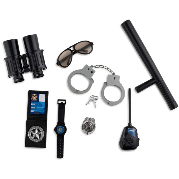 Dress up America Pretend Police Role Play- Police Accessory Set for Kids, Police Officer Deputy Play kit Includes- Handcuffs with Keys, Binoculars, Tinted Glasses, Cop Baton Toys for Boys