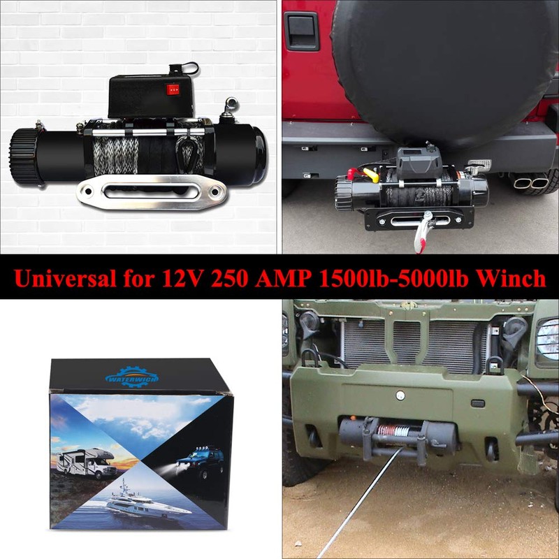WATERWICH 12V 250A Winch Solenoid Relay Contactor+2pcs Wireless Winch Remote