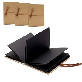Copeflap Handmade Albums Set of 3 Accordion Birthday Albums Handmade Mat Scrapbooking School Book (Black)
