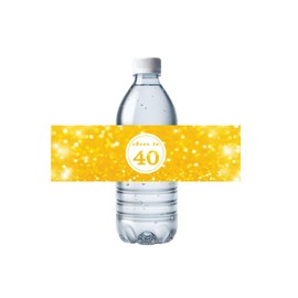 JUTTIRA 32 Pces Cheer To 40 Water Bottle Labels Happy 40th Birthday Party Drink Stickers, Waterproof 40 Year Old Bottle Wrap Around Stickers Forty Anniversary Party Decorations, 4oth Can Decor