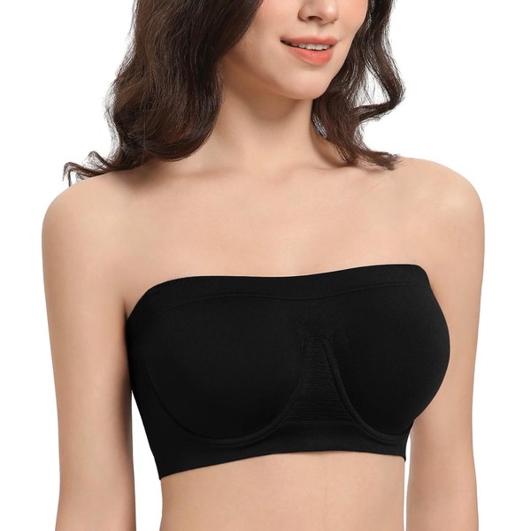 Lemorosy Women's Non Padded Underwire Strapless Bra Multiway Bandeau Tube