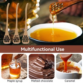 3 PCS Wooden Honey Spoons, 7.3in Honey Dipper Stick Mixing Stirrer with Long Handle Coffee Stirring Spoons for Jam Dessert Stirring (Khaki)