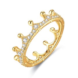 XINGNIAO 3 Colors 925 Sterling Silver Enchanted Crown Ring with Clear CZ for Women Engagement Jewellery