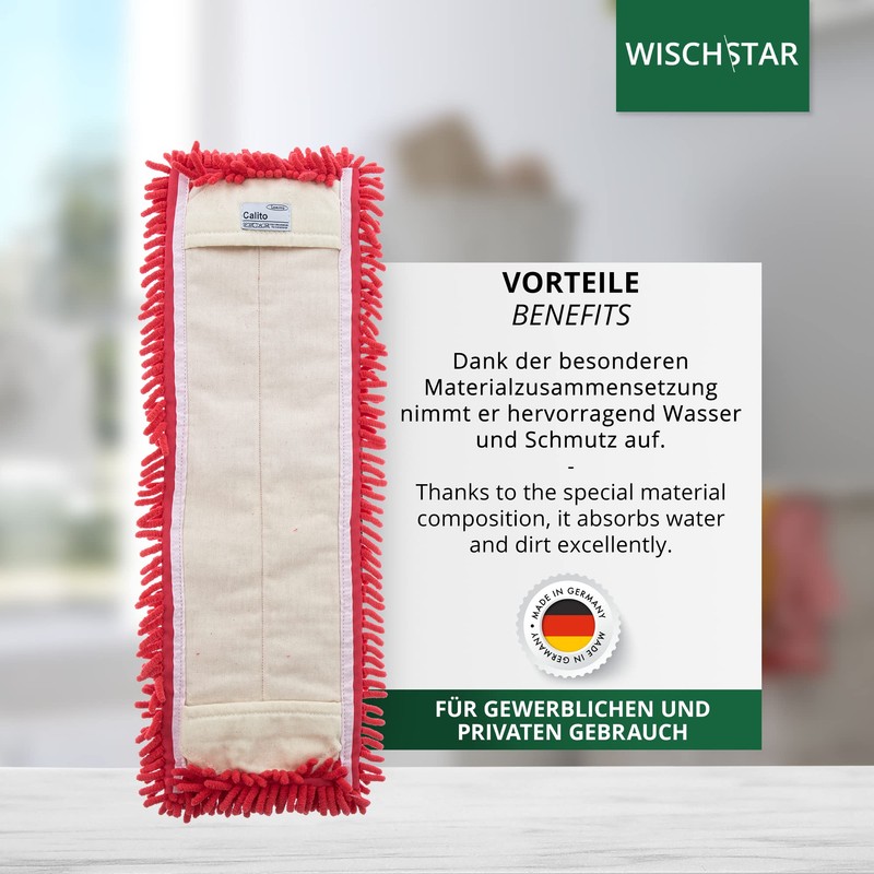 Wisch-Star Mop Cover 40 cm Microfibre in Red, Floor Mop