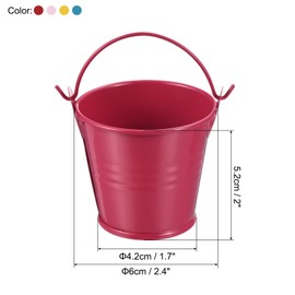 PATIKIL 6x4.2cm Small Metal Buckets 4pcs Colorful Buckets Cute Candy Tiny Pail for Crafts Party Favors Assorted Colors