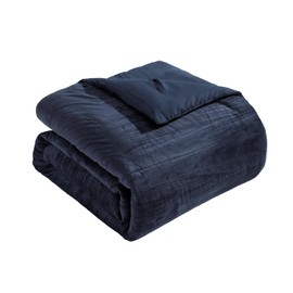 Tahari Home - Full Comforter Set, Soft Crinkle Velvet Bedding with Matching Pillow Shams, Dorm Room Essentials, Solid Room Decor (Zadie Grey, Full/Queen)