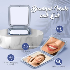 MIRRORVANA Small Compact 20X Magnifying Mirror for 3.3""L x 3.3""W, Silver