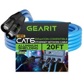 GearIT - Cable Ethernet CAT6, compatible con EtherCON (100 pies) RJ45 para audio profesional, blindado de aluminio, cobre última intervensión de oxígeno, 20 pies, color azul