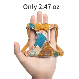 Puppytie No Pull Small Dog Harness with Multifunction Dog Leash,Lightweight Soft Adjustable No Choke Escape Proof Pet Harness Vest Pet Harness Vest,Suede Bow Yellow,S