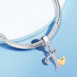 Jokmeo Women's 925 Sterling Silver Initial Charms Pendant Letter A-Z Silver Pendant Compatible with European Bracelets and Necklace, Sterling Silver