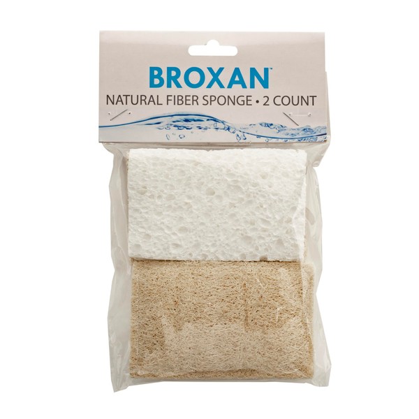 Broxan Natural Fiber Sponge 2 Count, Multi-Purpose Natural Fiber Cleaning