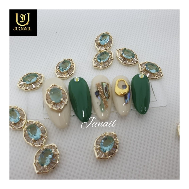 Green emerald nail tips - Short ballerina / 녹색빛에메랄드 네일팁